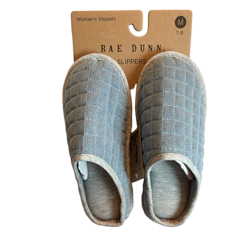 RAE DUNN Woman’s Blue Denim Slippers Medium or Large NEW